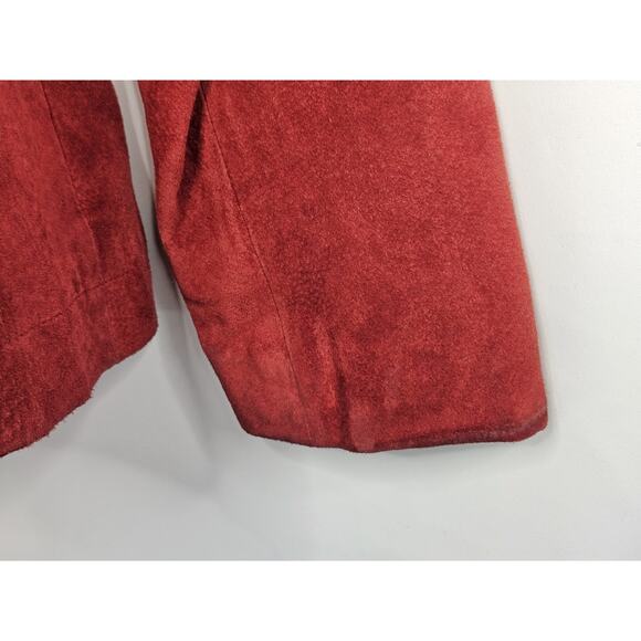 Vintage Geoffrey Beene Sport Blazer Red Suede Jacket Leather Coat Funky Academia - Picture 8 of 10